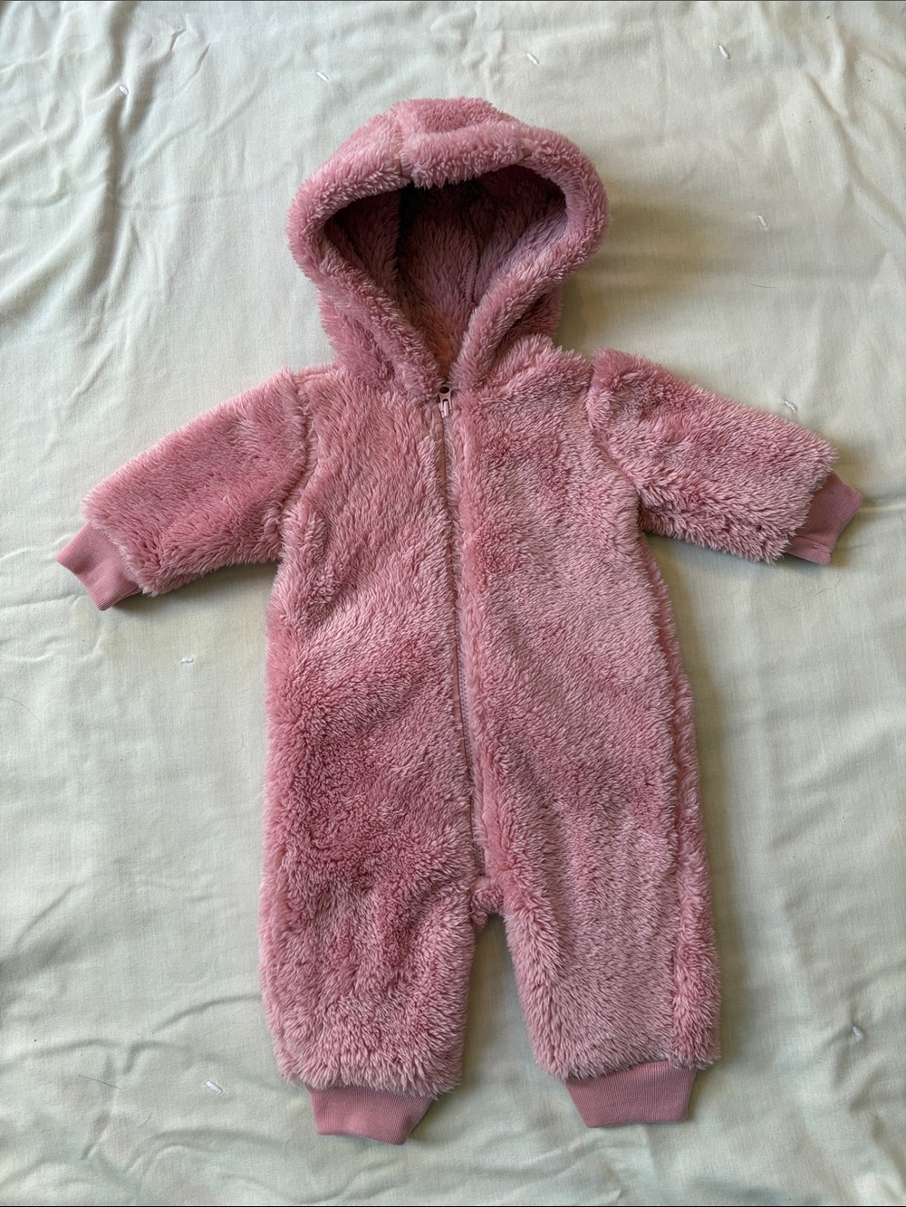Carter's Plush Hooded Pink Faux-Fur Baby One-Piece